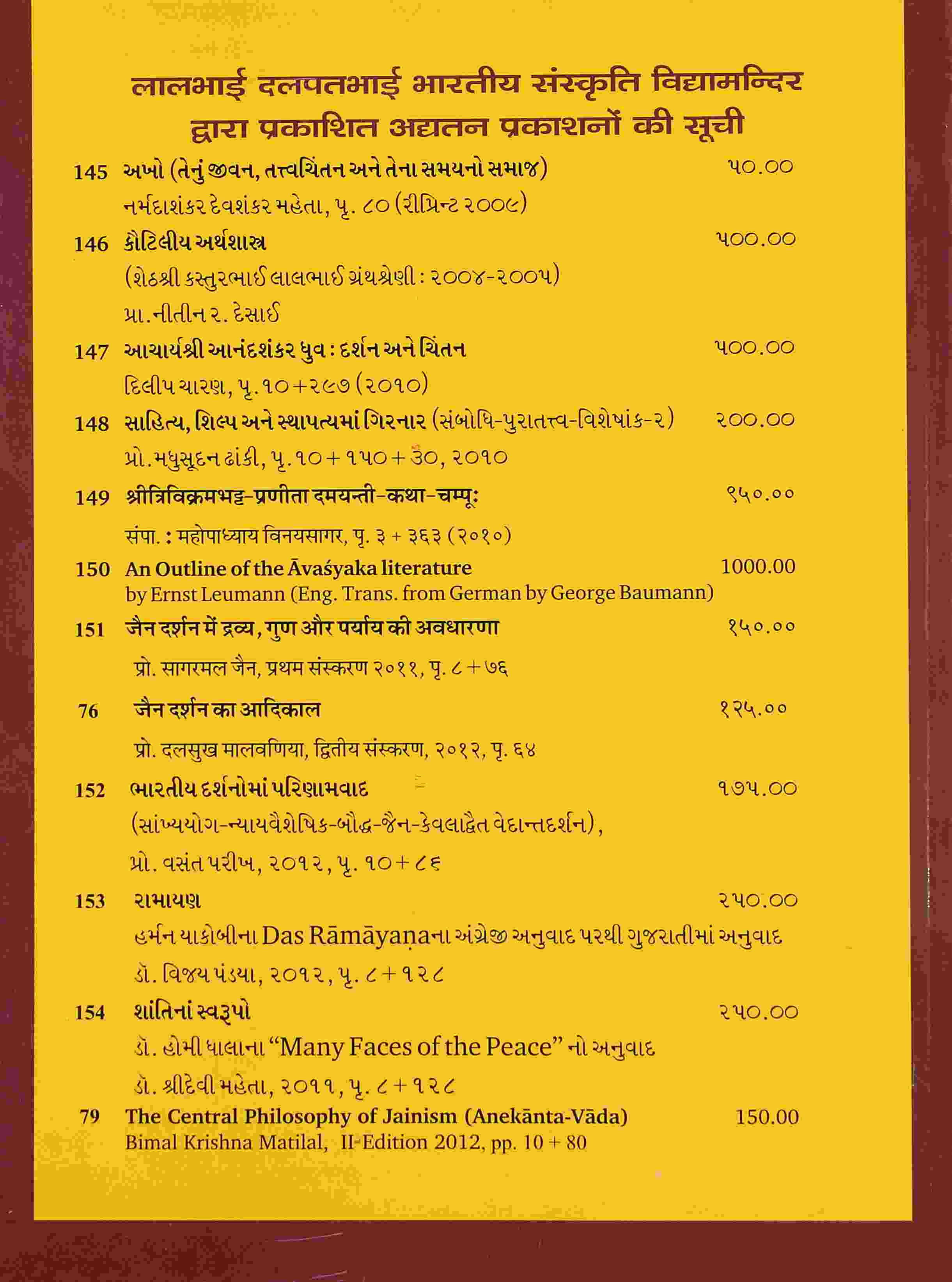 The Central Philosophy of Jainism (Anekanta-vada)