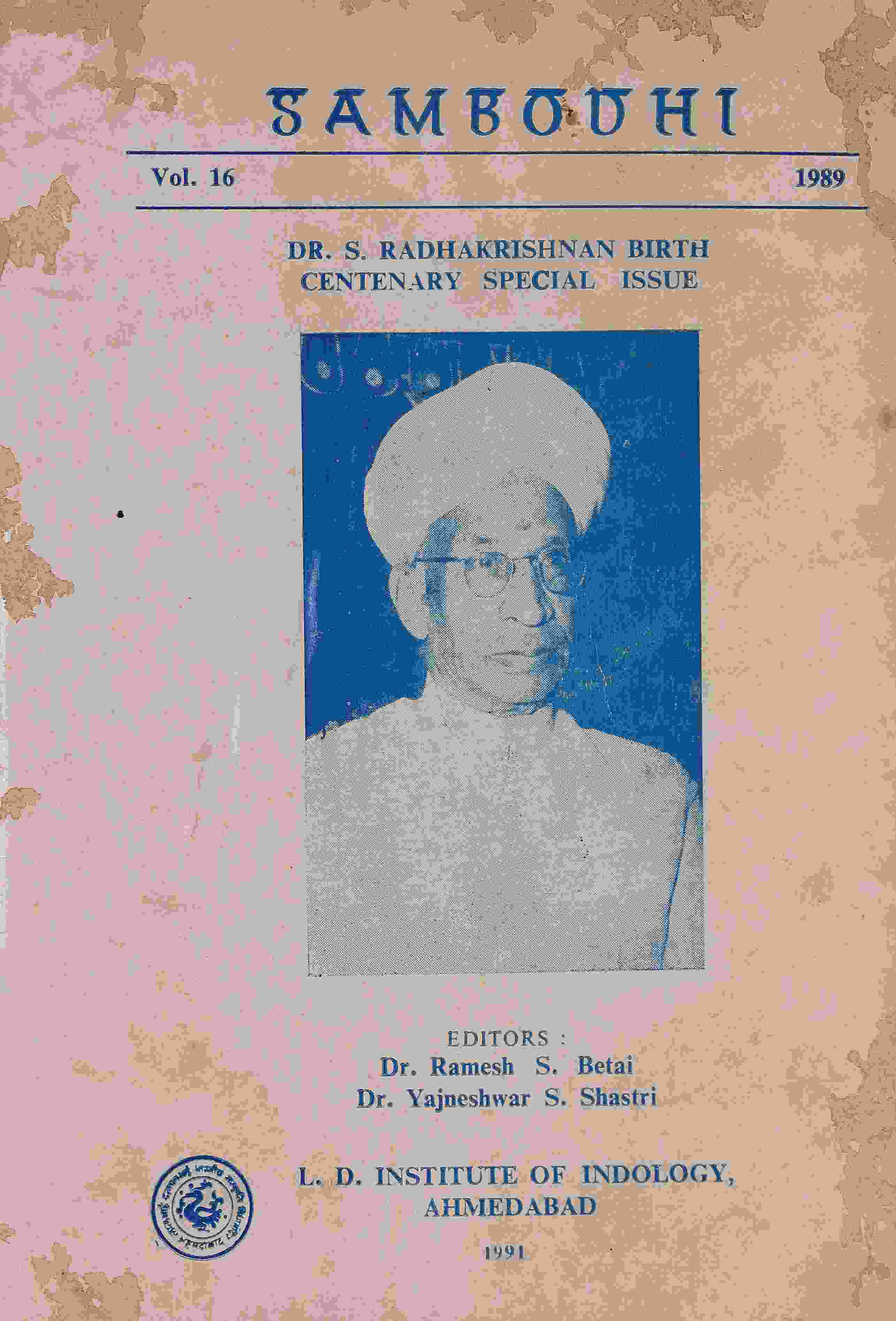 Sambodhi Vol. 16 (Dr.S. Radhakrishnan Birth Centenary special issue)